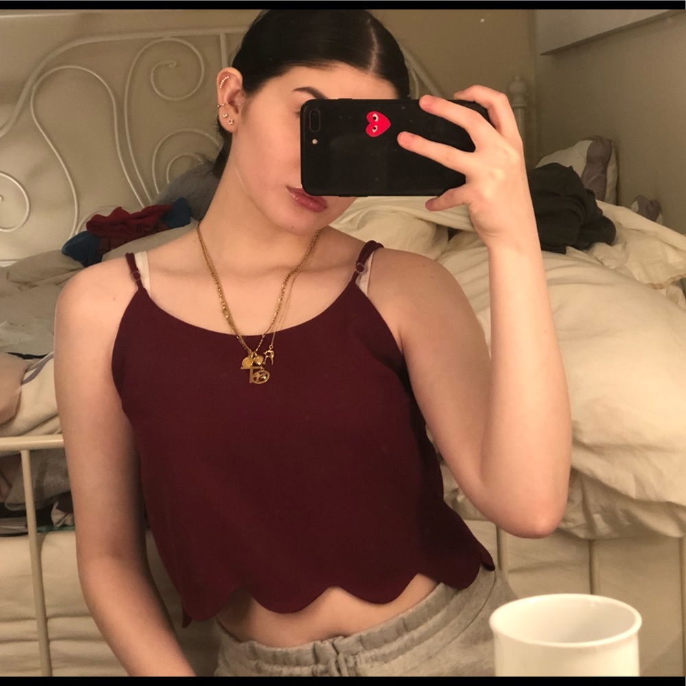 LA: HEARTS maroon crop top